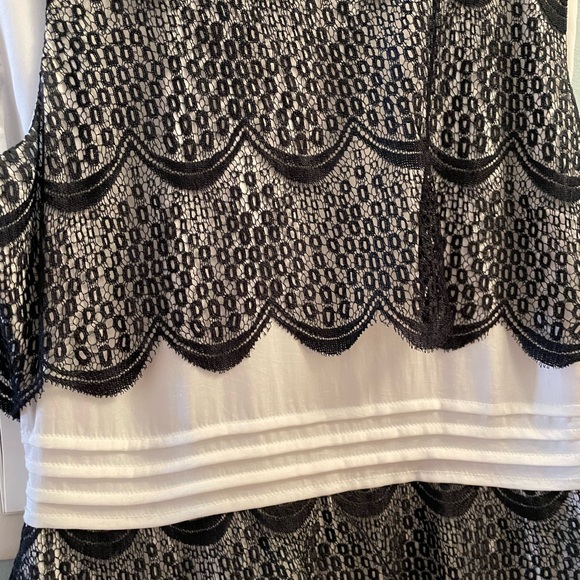 Classic and stylish BCBG Black and White Scalloped Lace Dress. - Picture 3 of 4